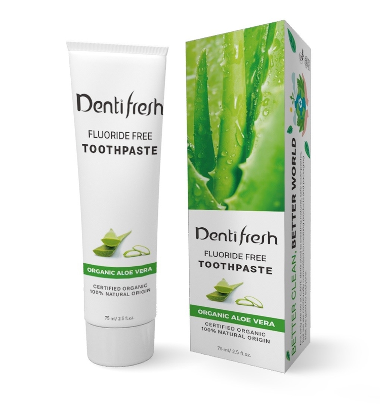 Yeni varış Dentifresh sertifikalı organik aloe vera diş bakımı kabartma tozu diş beyazlatma doğal bitki özü diş macunu
