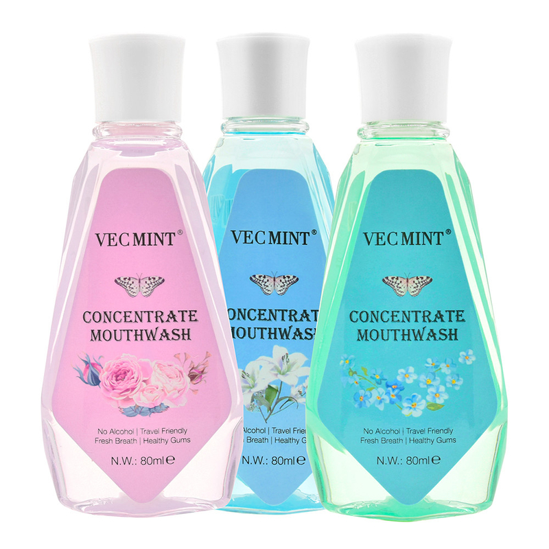VECMINT Alkolsüz 80ml Çiçek Aroması Antibakteriyel Konsantre Ağız yıkama Ağız yıkama Diş temizliği