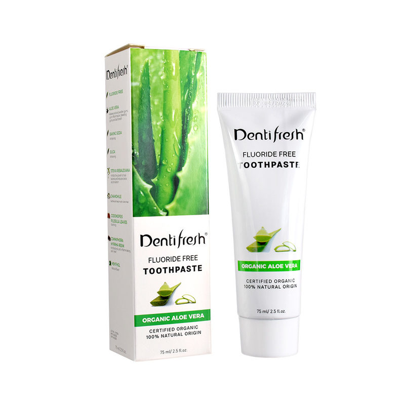 DENTIFRESH Doğal Sertifikalı Aloe Vera Diş Macunları Yetişkin Çocuklar için 75ml Flüorürsüz