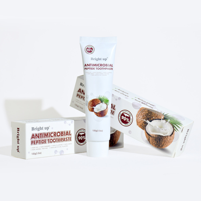 Yüksek Kaliteli Parlak Antimikrobiyal Peptid Diş Mağazası, 100g (3.5oz) Tüp başına hindistancevizi yağı toptan