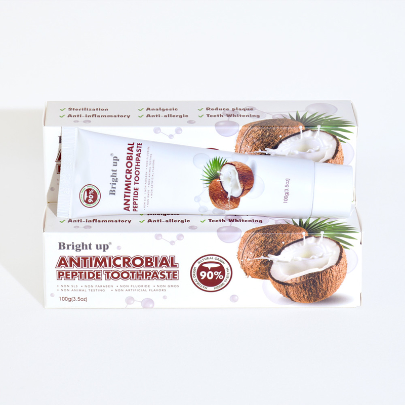 Yüksek Kaliteli Parlak Antimikrobiyal Peptid Diş Mağazası, 100g (3.5oz) Tüp başına hindistancevizi yağı toptan