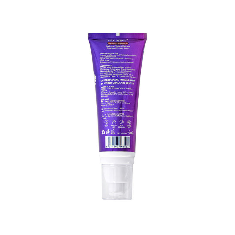 VECMINT 100ml Bitkisel Esans Diş macunları - Sophora Flavescens Ekstraktı ve Malva Verticillata ile - Niacinamide Beyazlama Formülü