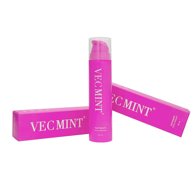VECMINT Cherry Blossom Diş Mağazası 50mL - Pompa Şişesi Tasarımı Nazik Dişler İçin Fluorürsüz Ağız Bakımı Mağazası Temiz ve Taze Nefes