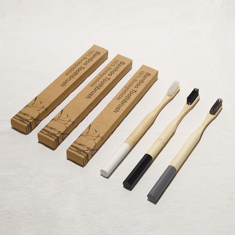 Yetişkin Ağız Bakımı vegan Bambu Kömür Diş Fırçası Karışık Renkli